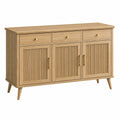Buffet en bois de chêne clair Narqevix, rétro, 160x40x90 cm avec 3 portes et 3 tiroirs.