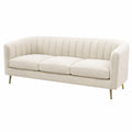 Canapé 3 places en tissu bouclette ivoire, style contemporain, dimensions 220x90x85 cm, par Narqevix.