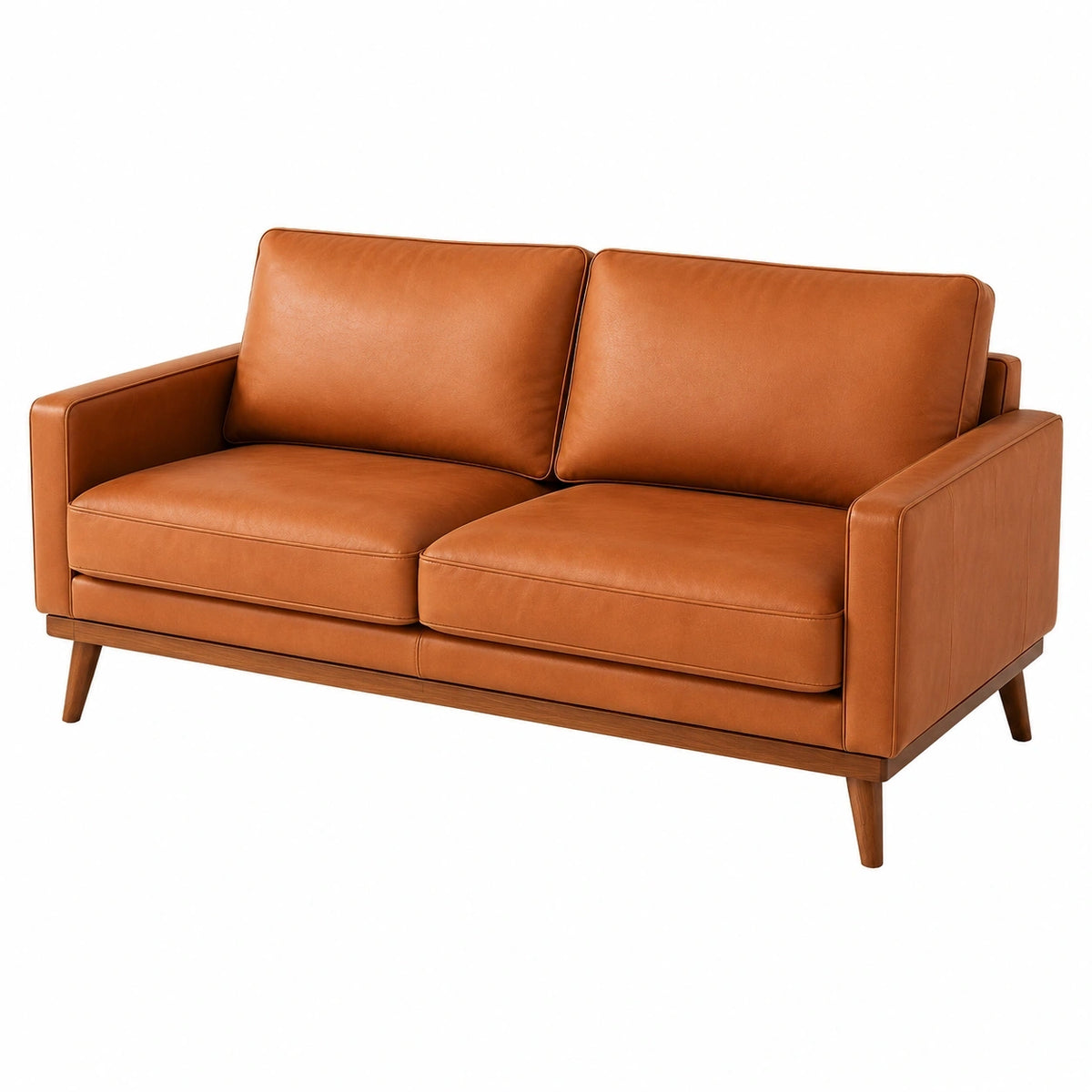 Canapé 2 places en cuir marron, style moderne, dimensions 160x90x85 cm, par la marque Narqevix, assise confortable.