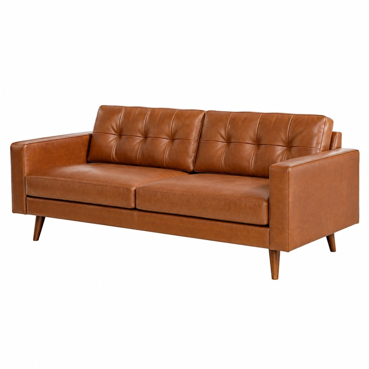 Canapé 2 places Narqevix en cuir marron, moderne, dimensions 170x82x85 cm, assise confortable et design élégant.