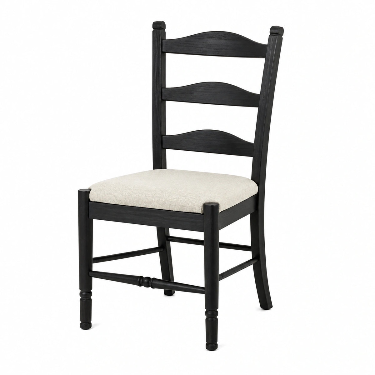 Chaise de salle à manger en bois noir avec assise rembourrée beige, style classique, dimensions 48x55x101 cm, marque Narqevix