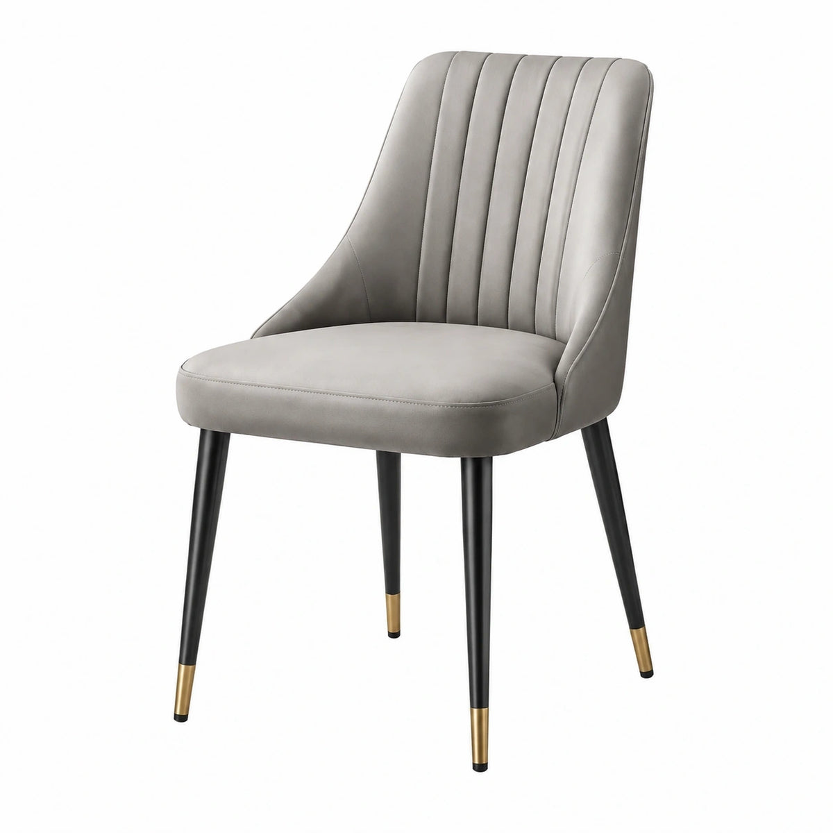 Chaise de salle à manger en similicuir gris de style contemporain, dimensions 60x52x85 cm, par Narqevix.