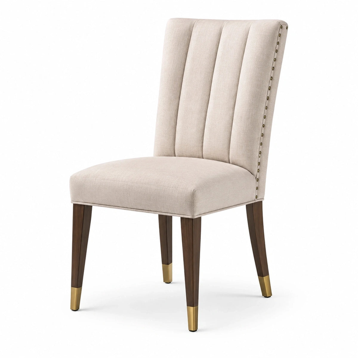Chaise de salle à manger en tissu beige, style contemporain, capitonnée, dimensions 52x62x98 cm, par Narqevix.