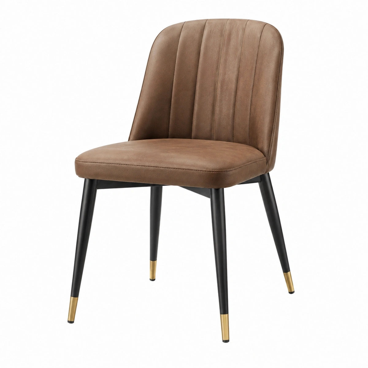 Chaise de salle à manger en cuir marron Narqevix, style contemporain, dimensions 52x60x82 cm, assise confortable et moderne.
