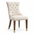 Chaise de salle à manger beige en tissu capitonné, style classique, dimensions 55x65x100 cm, par Narqevix.