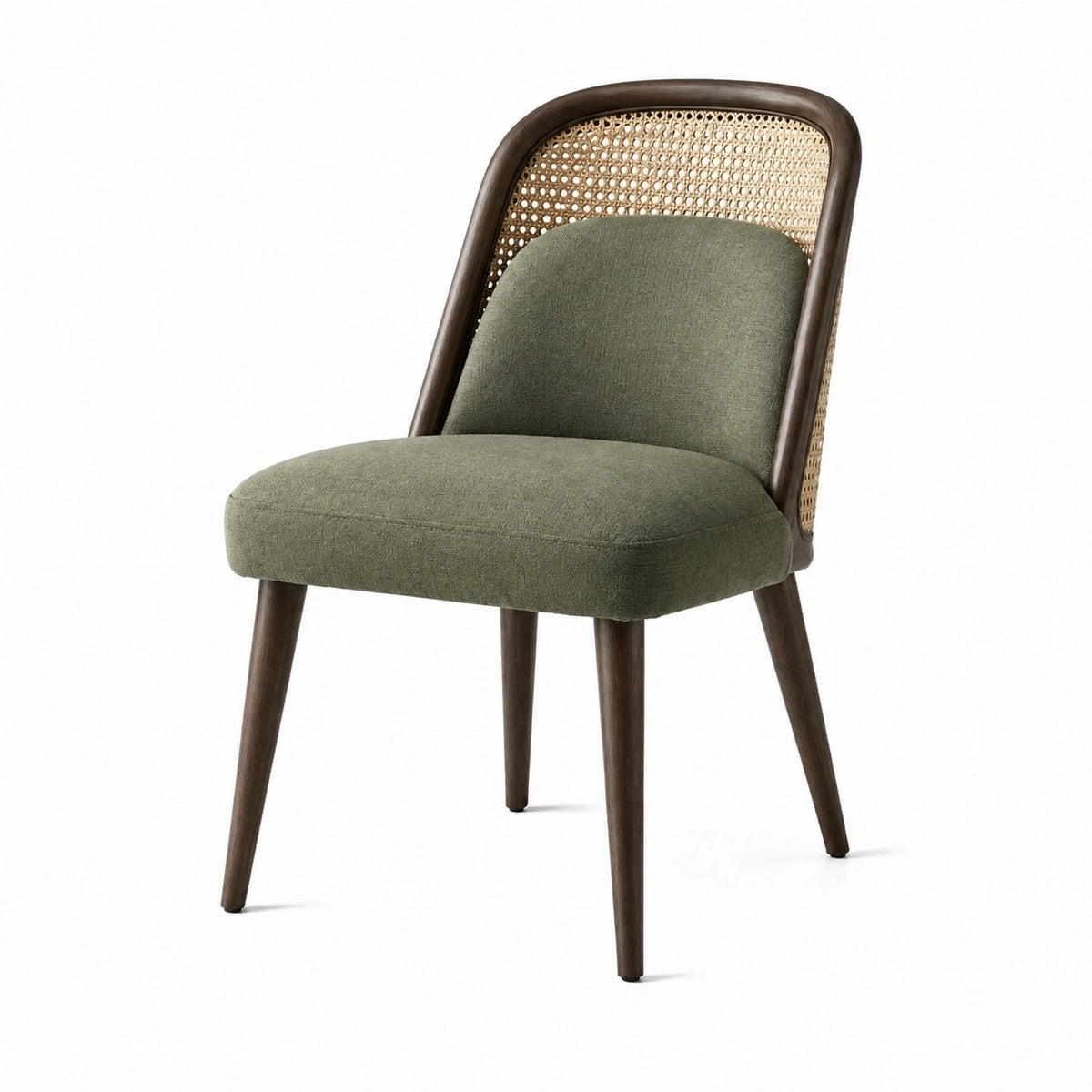 Chaise de salle à manger en bois vert avec dossier en cannage, style vintage, dimensions 50x58x82 cm, de la marque Narqevix.