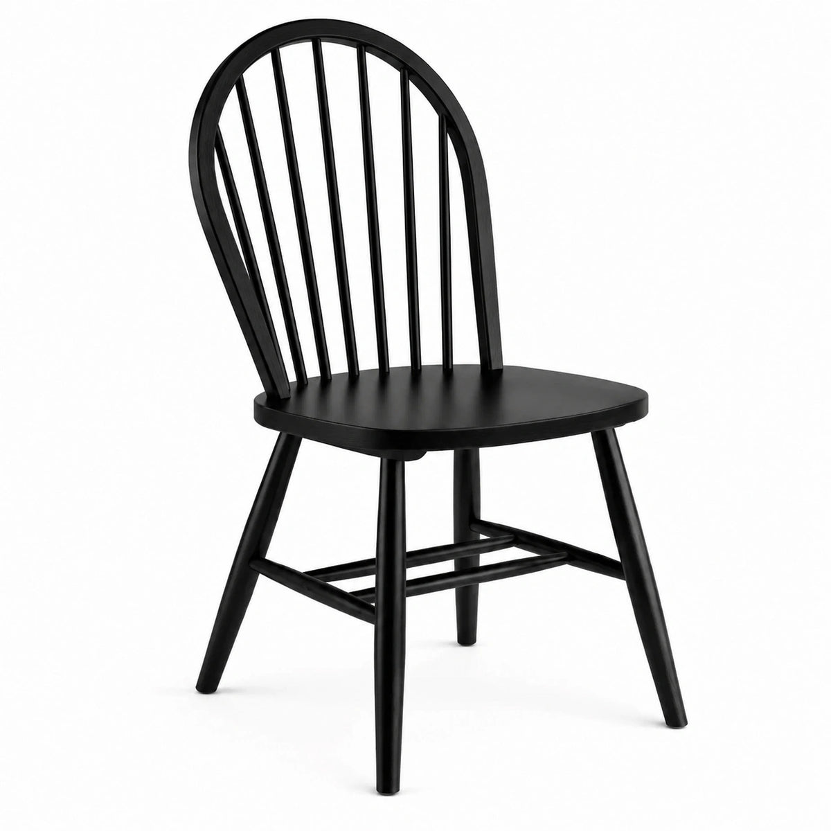 Chaise de salle à manger en bois noir Narqevix, style scandinave, 45x52x92 cm, avec dossier à barreaux.