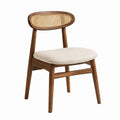 Chaise de salle à manger Narqevix en bois brun avec cannage et assise beige, dimensions 52x56x80 cm.